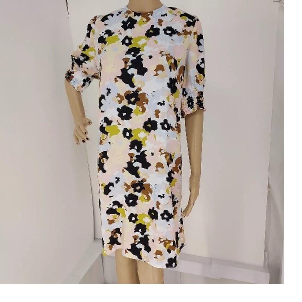 LOFT MULTI FLORAL 3/4 SHORT SLEEVES CARRIER CASUAL SHIFT DRESS: 16 NWT $84.99